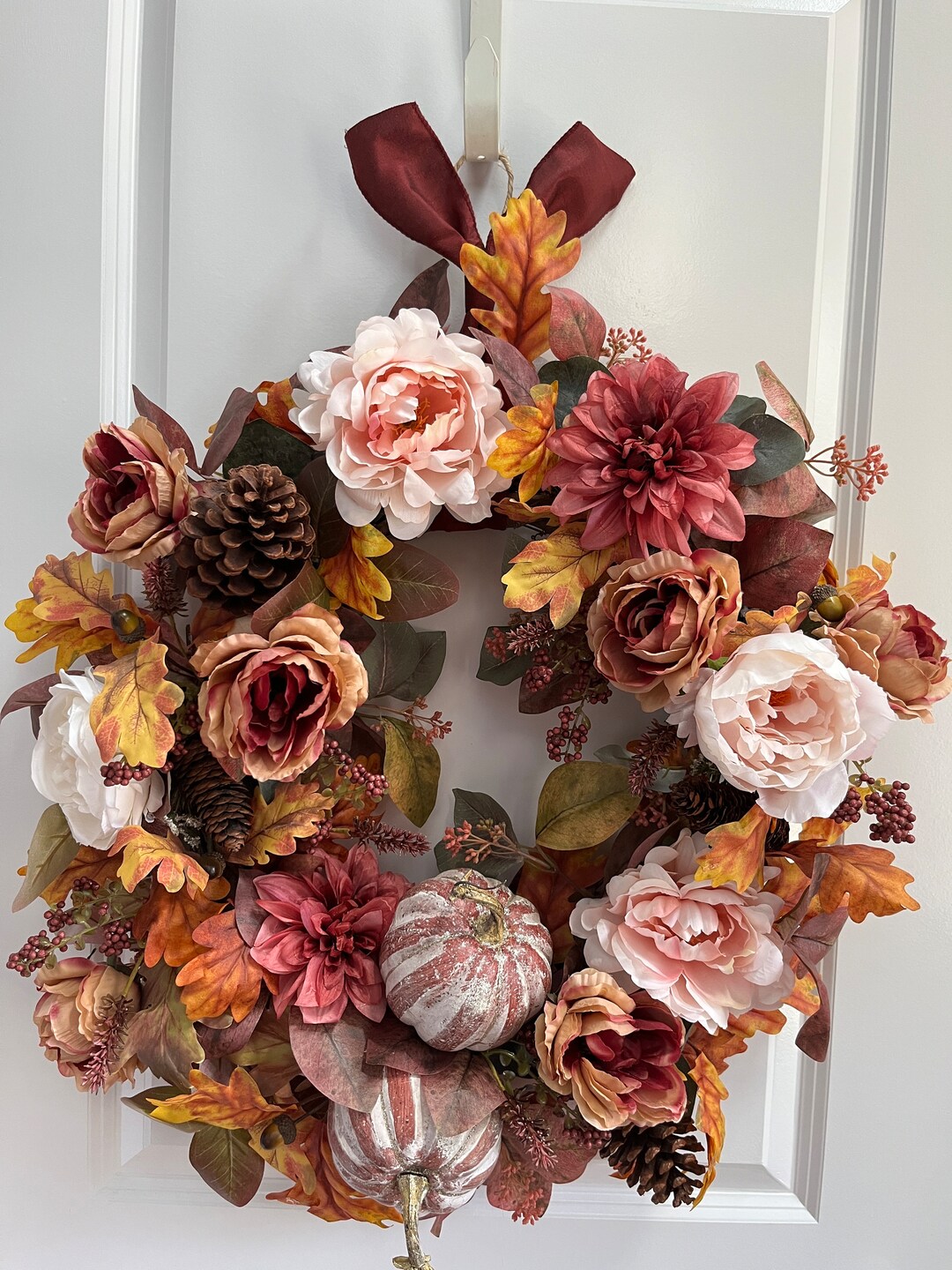 Large Traditional Colored Fall Wreath for Front Door - Etsy