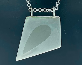 Reversable Slanted Teardrop Sterling Silver Pendant