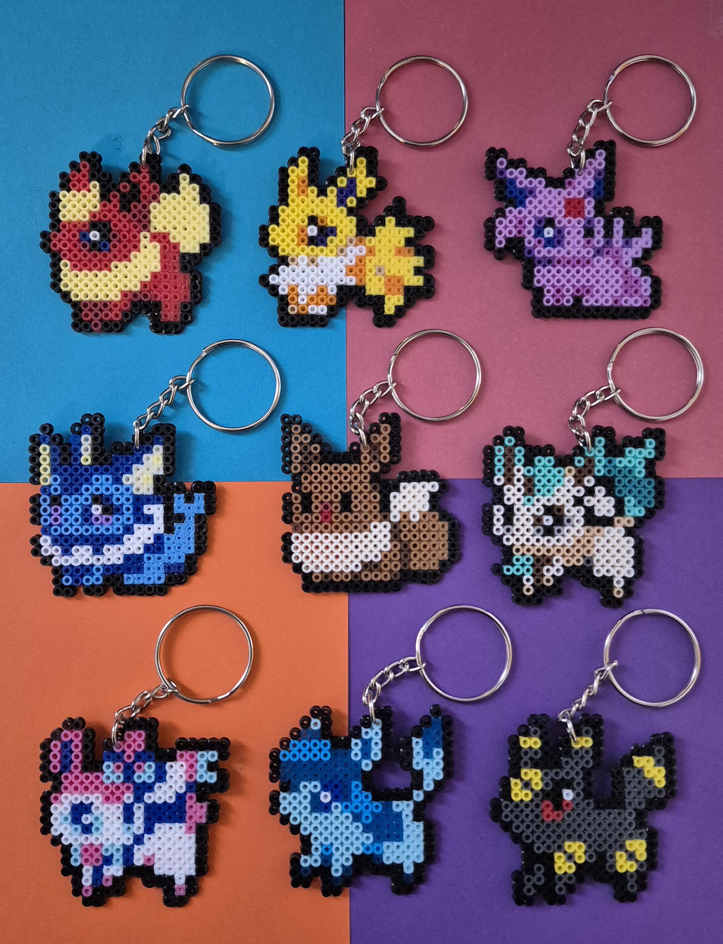 Eevee Evolutions MINI Perler Bead Keychains, Eevee, Vaporeon