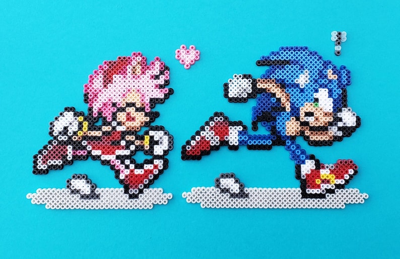 Sonic and Amy Rose Mini Perler Bead Creation - Etsy