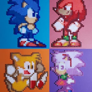 Sonic the Hedgehog Art, Tails, Amy Rose, Knuckles, Retro Sega Art, Sonic Fan Gift, Handmade Gamer Gift