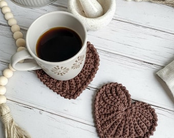 CROCHET PATTERN: Frejdis crochet heart coasters, Valentine decor, romantic gift, mug rug, cup holder, English & Swedish