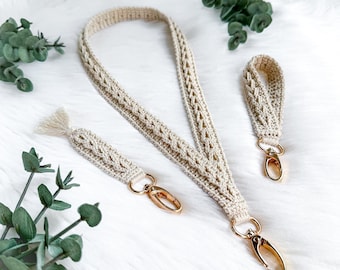 PATTERN: Crochet keychain &quot;Sigrid&quot; 3-in-1, lanyard, wristlet, tassel, virkade nyckelband, crochet pattern in English (US-terms) and Swedish