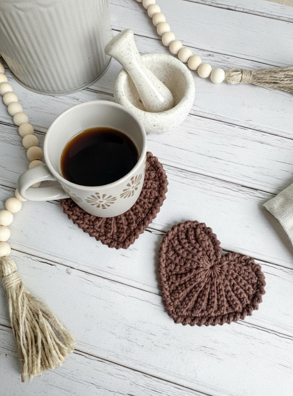 CROCHET PATTERN: Frejdis Crochet Heart Coasters, Valentine Decor