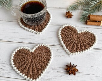 CROCHET PATTERN: Frejdis Crochet Heart Coasters, Valentine Decor
