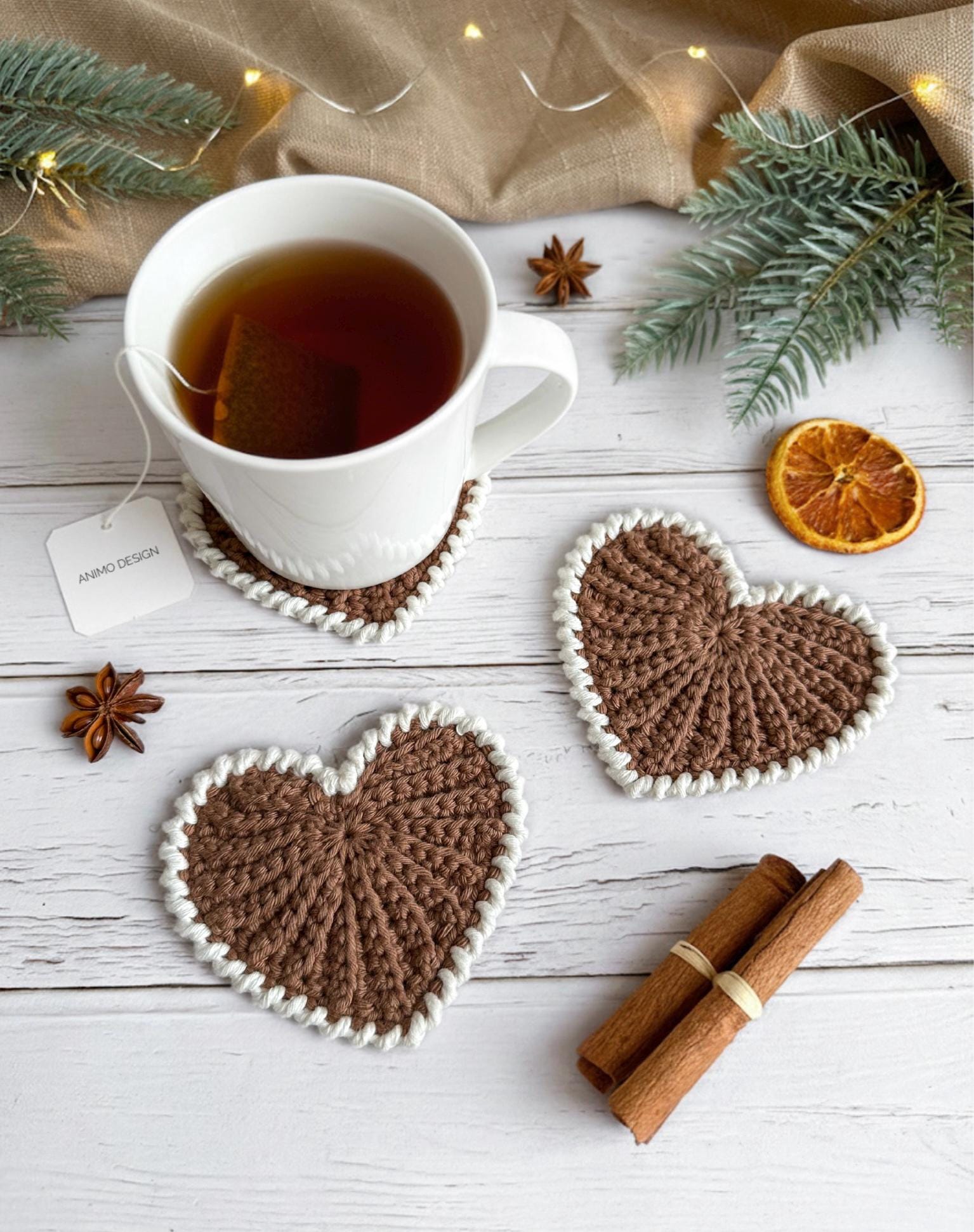 CROCHET PATTERN: Frejdis Crochet Heart Coasters, Valentine Decor