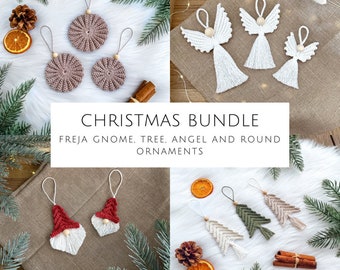 PATTERN BUNDLE : Crochet ”Freja” gnomes, trees, angel and round ornaments, home decoration gift, Christmas patterns in English and Swedish