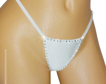 Bridal Rhinestone Thong: Adjustable Waist, Rave Style