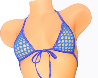 Fishnet Micro Halter Lingerie Set, Glow Black Light Colors