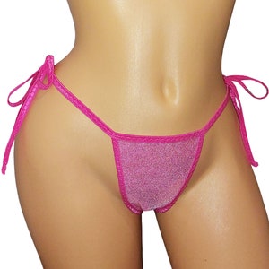 Pink Shimmer Tie side Thong - Five sizes from XS to XL - Sexy dancer stripper exotic dancer outfits