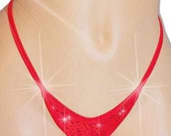 Rode string met kristallen en strasssteentjes: verstelbare bandjes, exotische danskleding