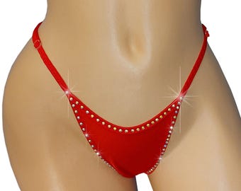 Stringtanga met kristallen strasssteentjes: * Verstelbare bandjes * * Exotische danskleding *