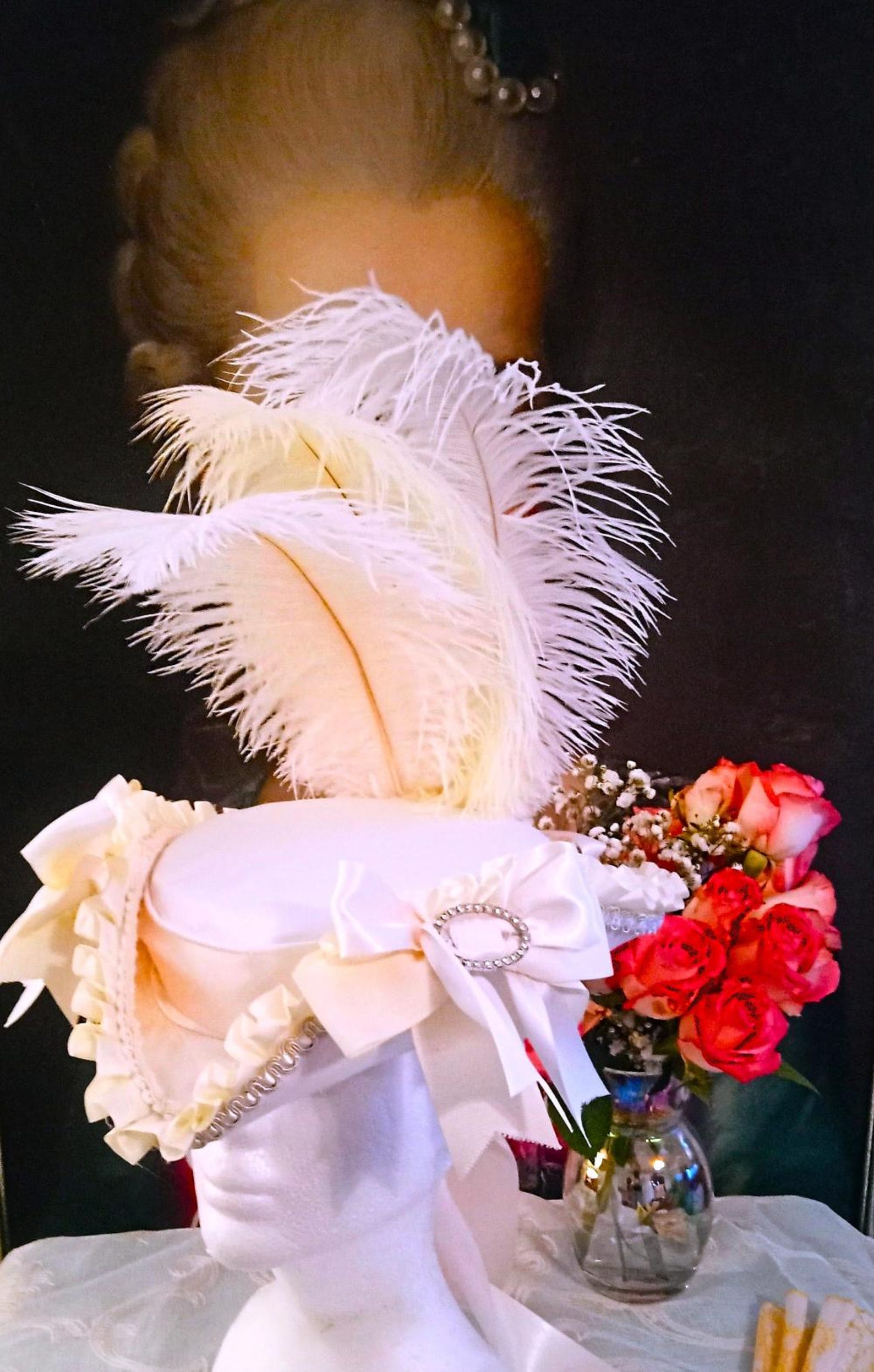 Marie Antoinette, Rococo Style Tricorn Hat in Ivory/ Cream Duchess Silk ...
