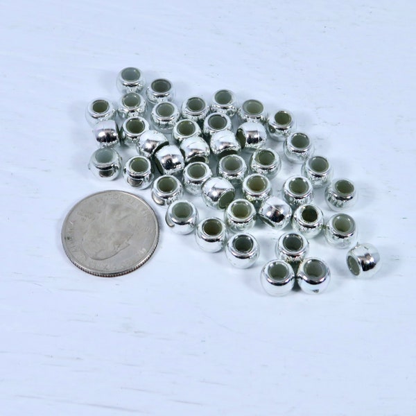 Silver Toned Pony Beads, 6 mm Pony Beads, Jewelry Making Supplies, Craft Supplies, Jewelry Findings