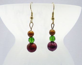 Handmade Jasper Dangle Earrings  For Women / Handmade Boho Jasper Bead Jewelry / Brown and Green Dangle Earrings / Gift For Women