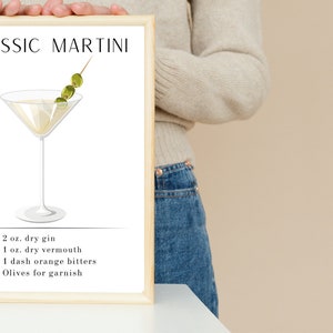 Martini Recipe, Printable Martini, Bar Cart Art, Printable Cocktail Recipe - Etsy
