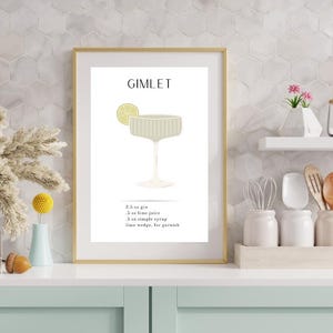 Gimlet Cocktail Art Print  | Classic Cocktail Recipe Wall Art | Gimlet Art Print | Gimlet Bar Cart Print