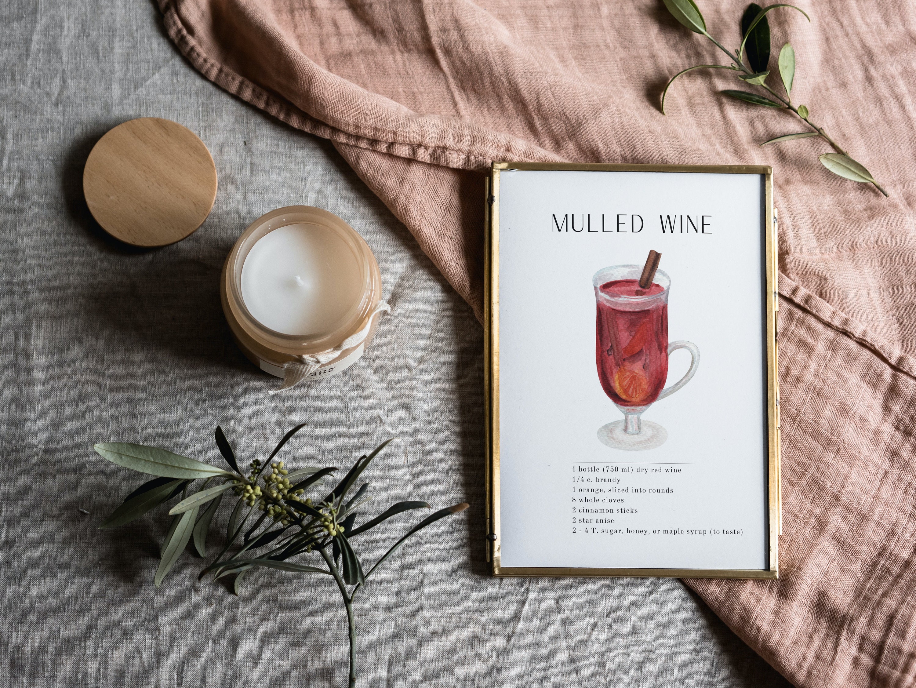 Mulled Wine Printable, Festive Cocktail Print, Mulled Wine Recipe ...