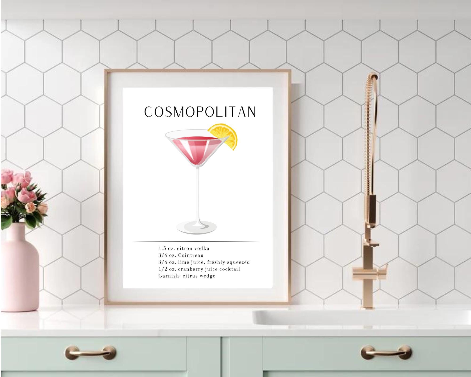 Cosmo Print Printable, Cosmopolitan Cocktail Poster, Pink Martini