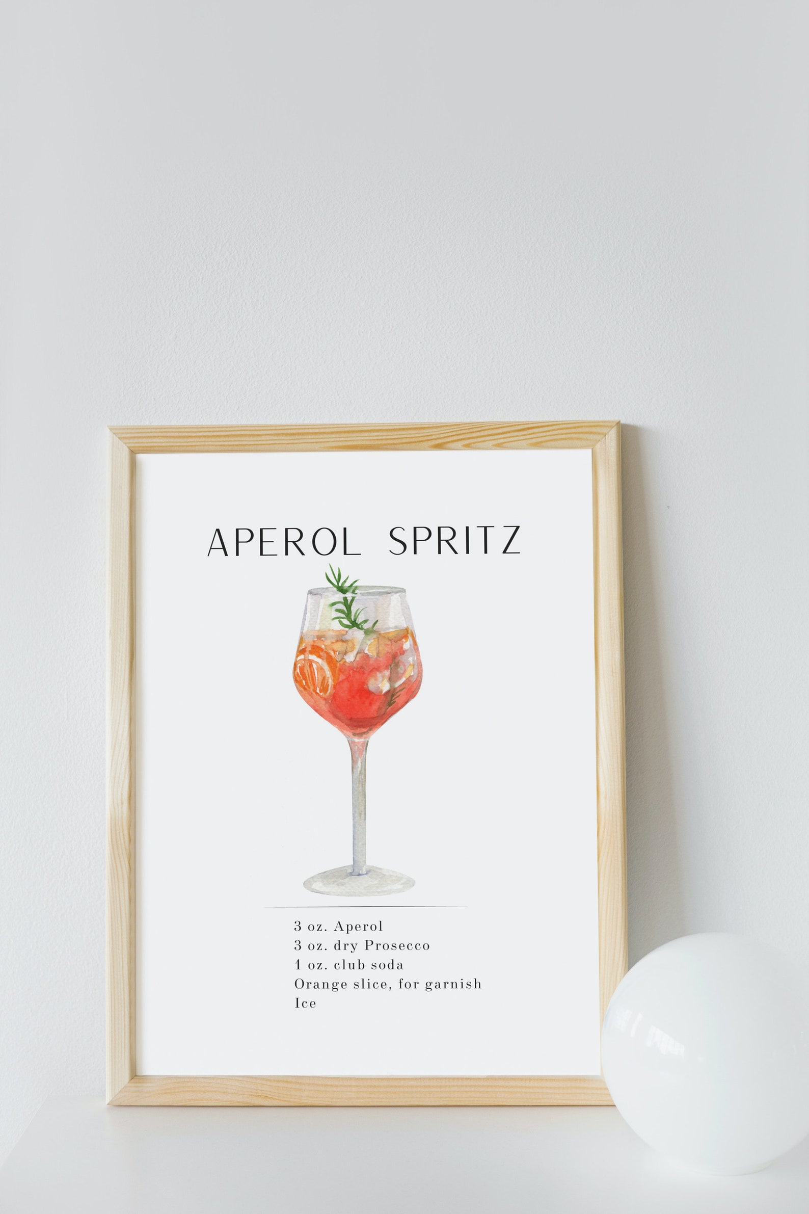 Aperol Spritz Recipe, Printable Aperol Spritz, Bar Cart Art, Printable ...