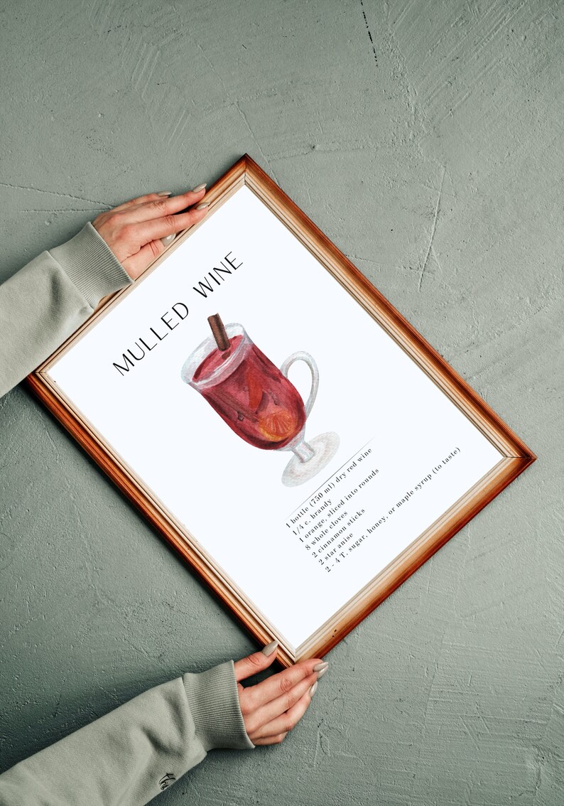 Mulled Wine Printable, Festive Cocktail Print, Mulled Wine Recipe ...