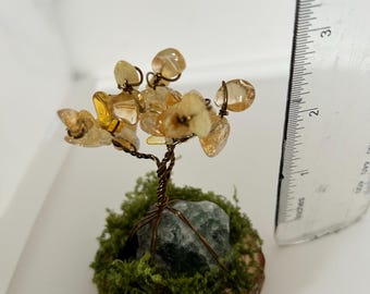 Citrine Crystal Tree on Fluorite Rock Base, Wire Wrapped Gemstone Tree of Life, Handmade Feng Shui Money Tree Gift