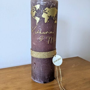 Hochzeitskerze Weltkarte Reisen *Echtwachs