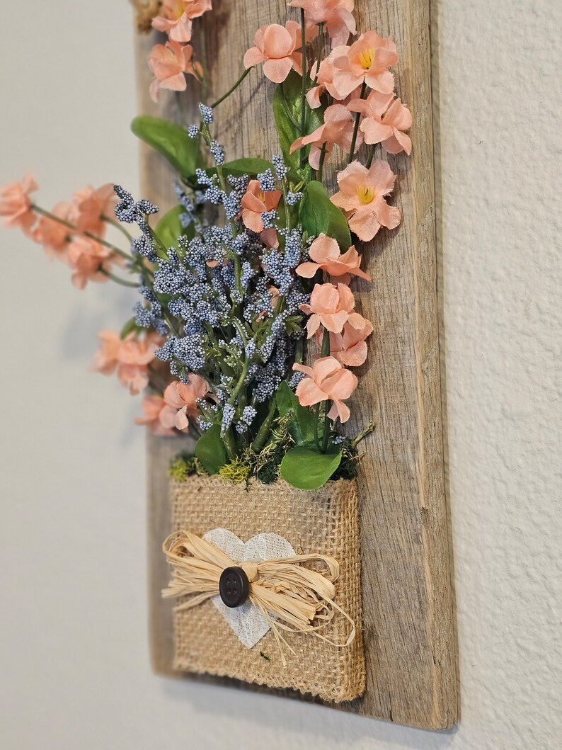 Wooden Hanging Floral Home Decoration Flower Arrangement Wall Etsy