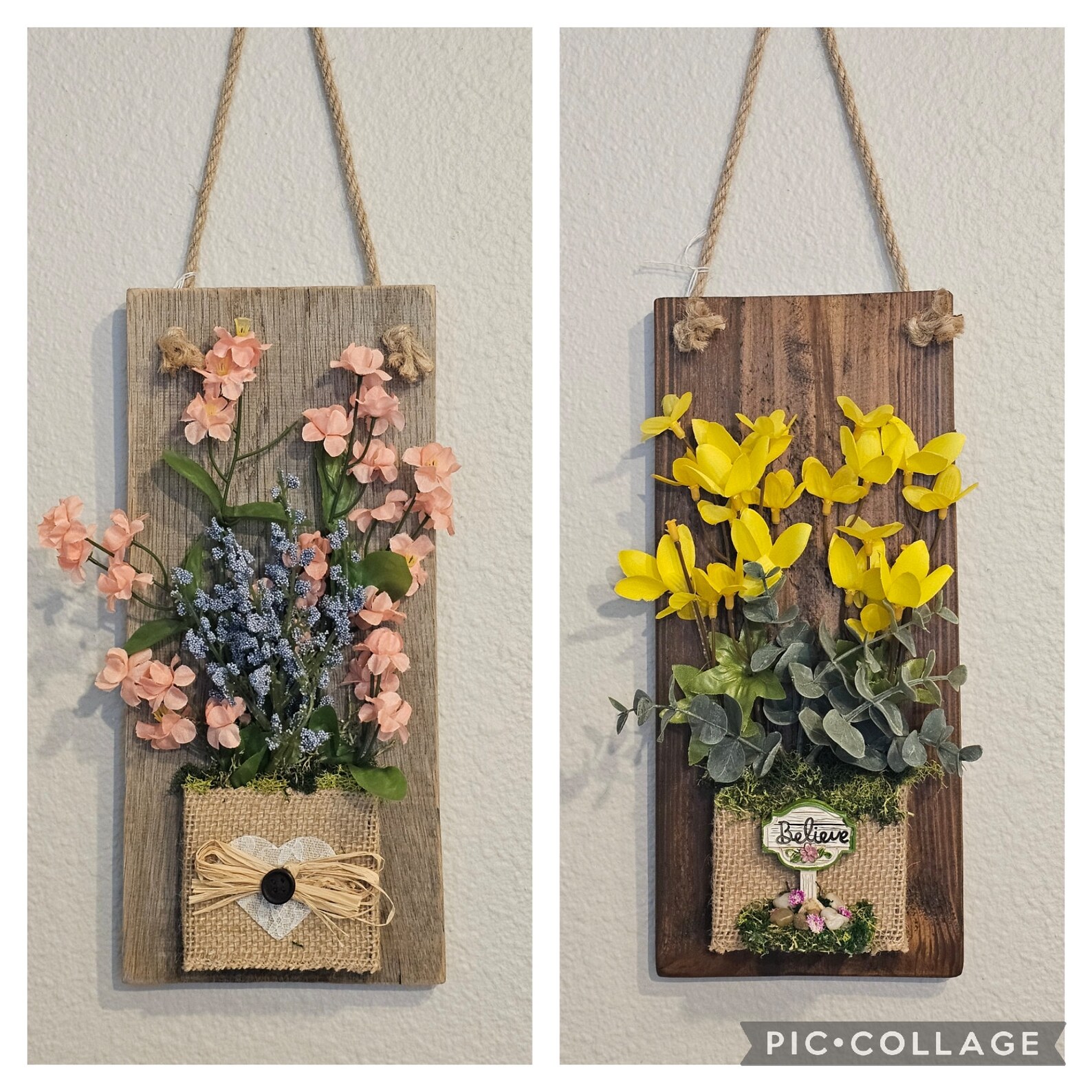 Wooden Hanging Floral Home Decoration Flower Arrangement Wall Etsy