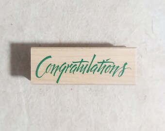 Calligraphy "Congratulations" Rubber Stamp