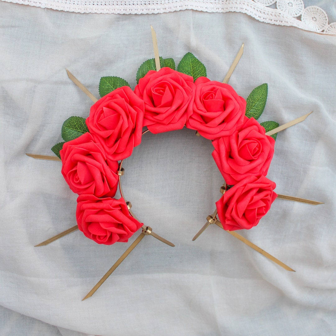 Red Rose Flower Crown Day of the Dead Flower Crown Etsy