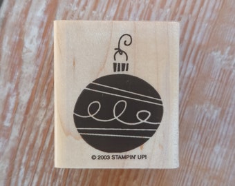 Vintage 2003 Christmas Tree Sphere Red Rubber Stamp by Stampin' Up!
