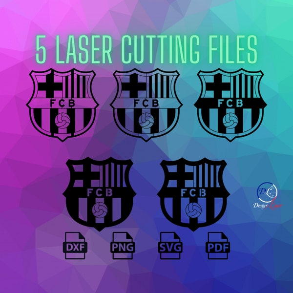 DXF logo file - FC Barcelona - Dxf/Png/Pdf/Svg for Laser cutting - Cnc - Plasma - Water jet - Light sign - laser cut