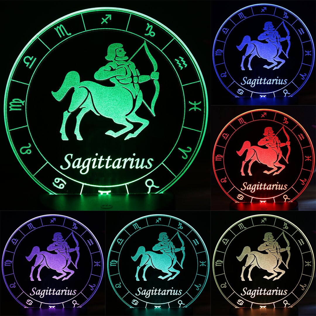 Lampe d'ambiance Miroir Sagittaire Signe Astrologique à Led 16 Couleurs avec Télécommande - Lampe Il