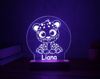 Personalized Name Night Light | Plexiglass & Wood Lamp | Original Birth Gift | Children's Room | Personalized LED Lamp