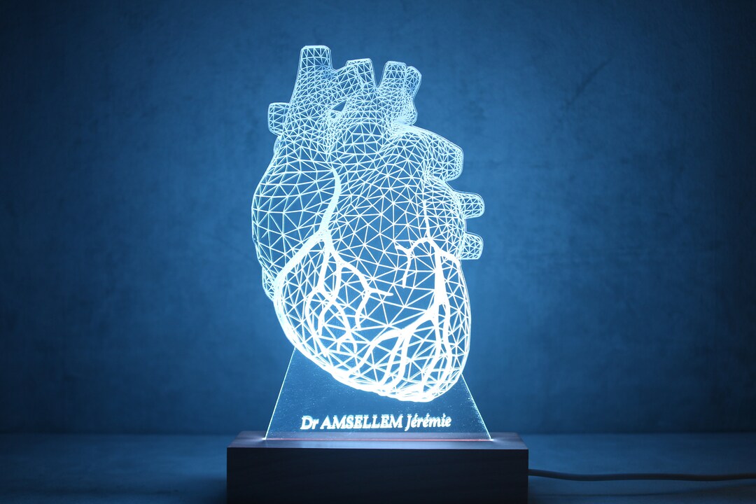 Personalized 3D Heart LED Lamp | Unique Gift for Cardiologist | Laser ...