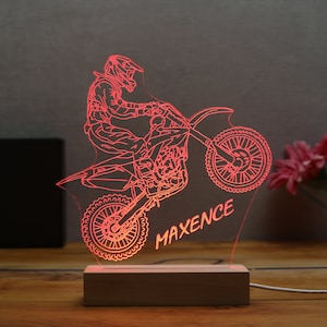 Motocross LED lamp - RGB 7 colors - personalized motorcycle night light - personalized name lamp - personalized motocross gift - 3D lamp