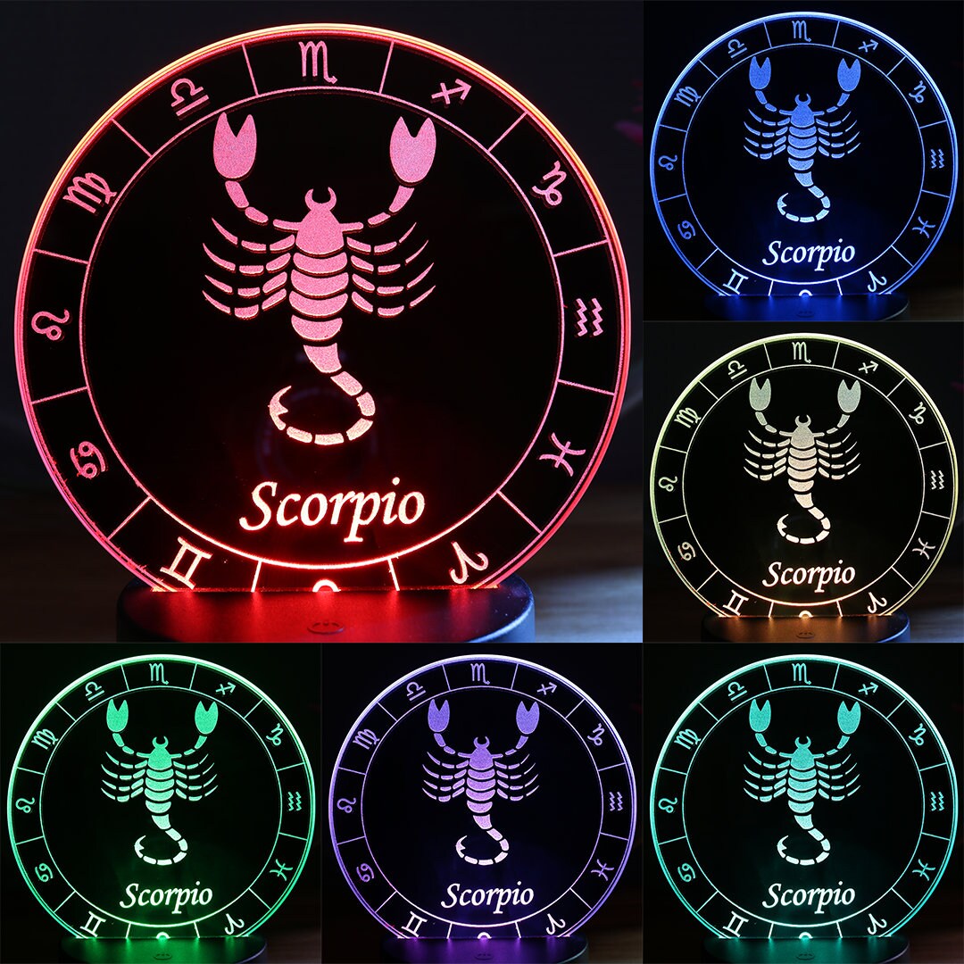 Lampe d'ambiance Miroir Scorpion Signe Astrologique à Led 16 Couleurs avec Télécommande - Lampe Illu