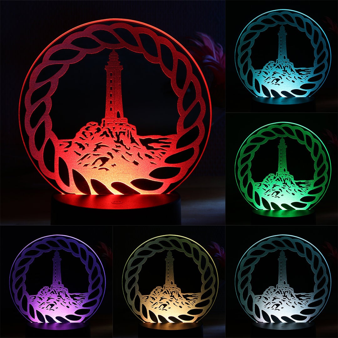 Lampe d'ambiance Miroir Phare à Led 16 Couleurs avec Télécommande - Lampe Illusion 3D