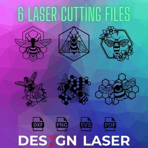 Fichier DXF - Abeille décoration murale - Dxf/Png/Pdf/Svg pour découpe Laser - Cnc - Plasma - Jet d'eau - Enseigne lumineuse - laser cut