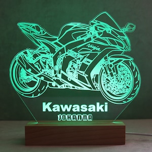 Kawasaki ZX10R - 7-kleuren RGB-lamp - Kawasaki-cadeau - Kawasaki-logo - gepersonaliseerd Kawasaki-cadeau - gepersonaliseerde motorlamp