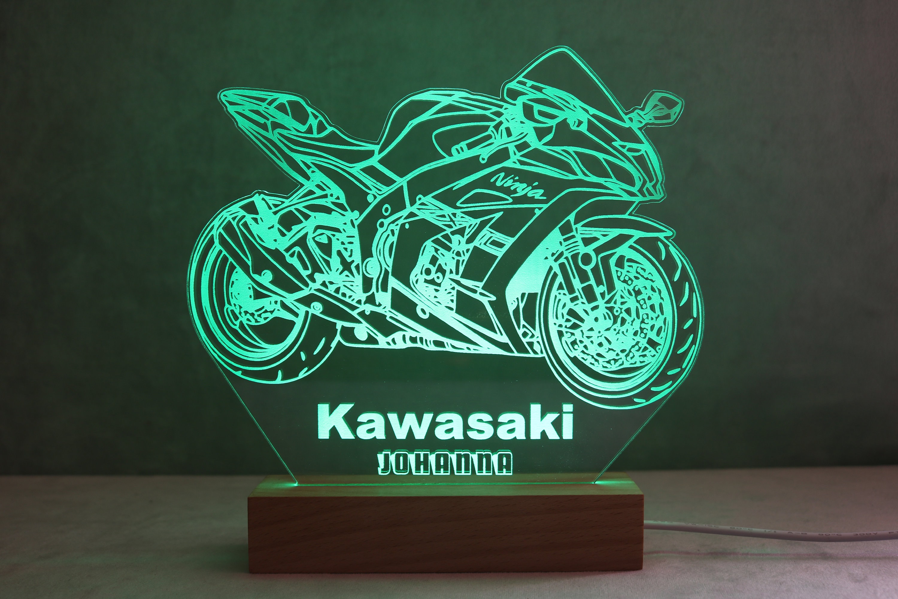 デザインランプ Kawasaki ZX10R - 7-color RGB Lamp - Kawasaki Gift - Kawasaki Logo