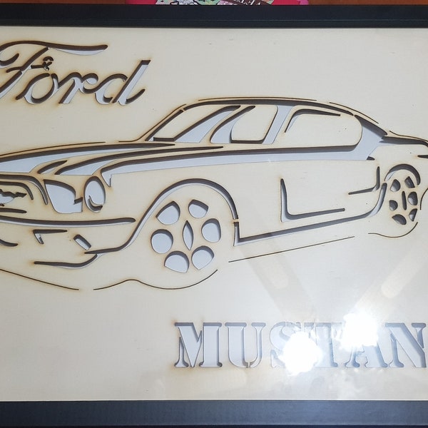 FORD MUSTANG DXF file - Dxf/Png/Ai/ Svg for Laser cutting - Cnc - Plasma - Water jet - Light sign - laser cut