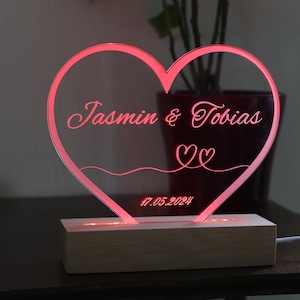Lampe mariage personnalisée - lampe led RGB 7 couleurs - cadeau mariage - décoration mariage - veilleuse mariage - cadeau saint valentin