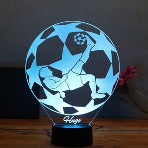 Personalized football LED lamp - RGB 16 colors - Personalized first name football ball with remote control - 3d football lamp