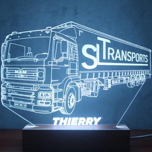 Personalized MAN TGA Truck LED Lamp | Truck Driver Gift | Plexiglass Laser Engraving | Beech Base | Truck Night Light