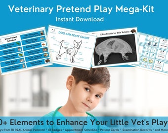 Mega-Kit di gioco veterinario con oltre 30 elementi stampabili a download istantaneo per ORE di divertimento!