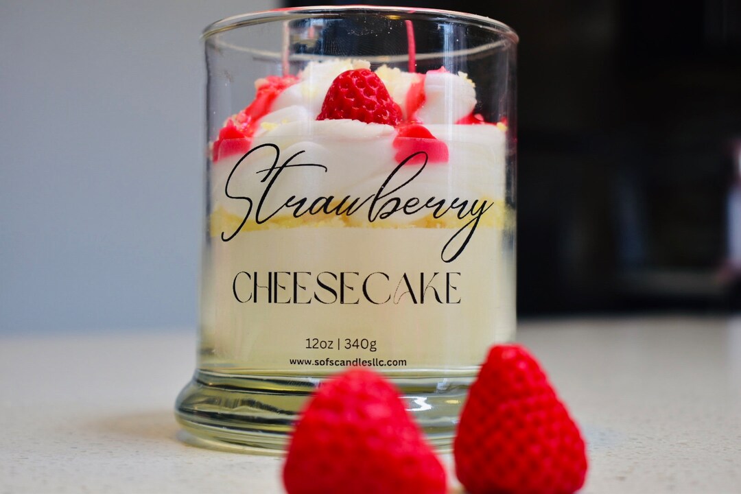 Strawberry Cheesecake Candle Cheesecake Sweet Scent 12oz Etsy