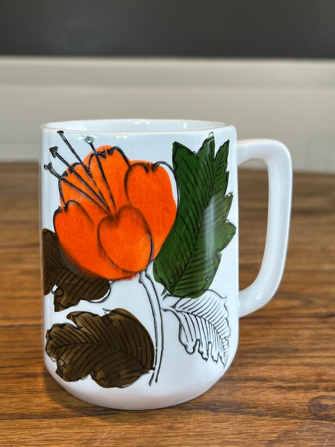 Vintage Japan Orange Flower Mug - Etsy