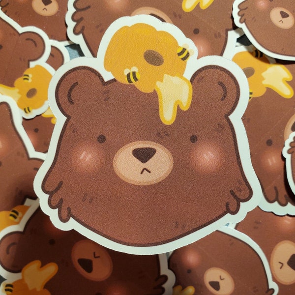 Bear Stickers, Bee, Honey, Woodland Animals, Cottagecore, Vinyl Stickers, Laptop, Water bottle, iPad Sticker, Bears, Baby Bear, Aesthetic